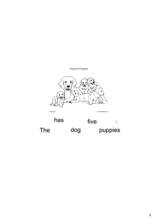 3
The dog
has five
puppies
.
 