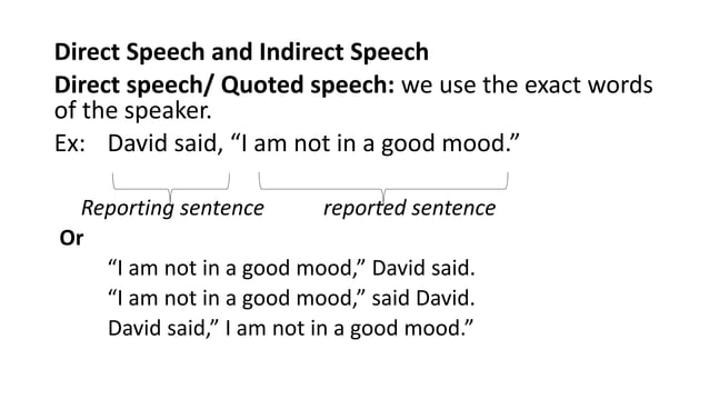 Grammar 48 Direct and Indirect speech is the fundamental lesson of ...