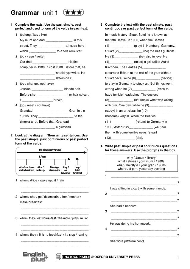 Grammar and vocabulary extension 1