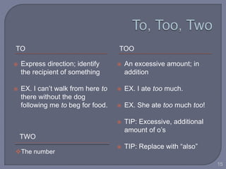 Too. Tips Examples Grammar and Writing in the Workplace | PPTX