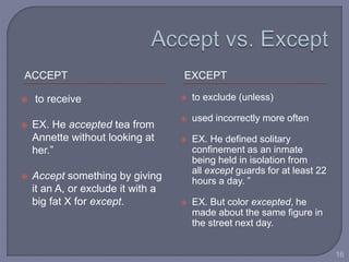 Sentences With Except Grammar and Writing in the Workplace | PPTX