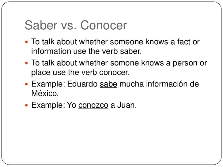 Conocer Verb Chart