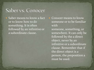 Saber Infinitive Grammar book | PPTX