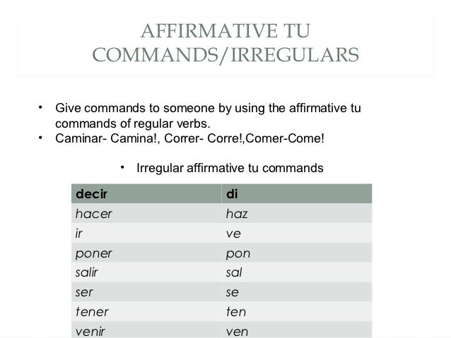affirmative tu commands