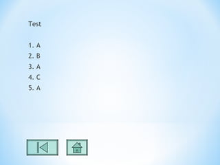 Test


1. A
2. B
3. A
4. C
5. A
 