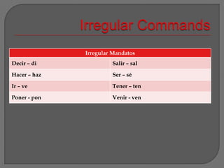 Irregular Commands