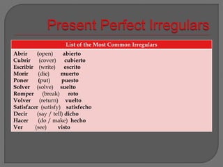 Present Perfect Irregulars