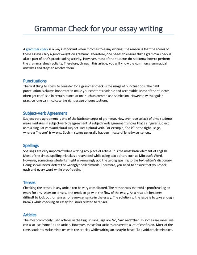 Grammar check for your essay writing