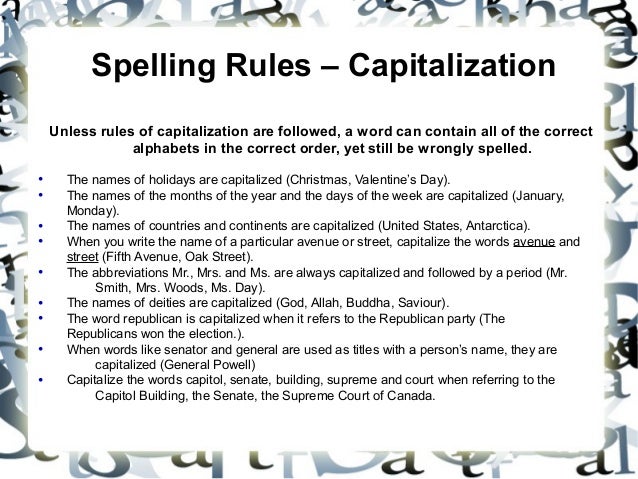 24 spelling rules capitalization