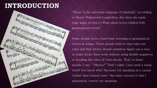 Grammar Errors in Your Favorite Songs | PPTX
