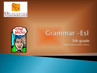 Grammar –Esl 5th grade Teacher: Adrian Esteban  Montes 