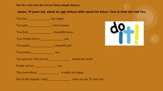 Future Backwards Examples Exercise Grammar Exercises - Future | PPTX