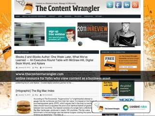 www.thecontentwrangler.com
online resource for folks who view content as a business asset
 