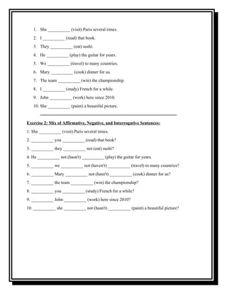 English Grammar grade 10 class work and homework | DOCX