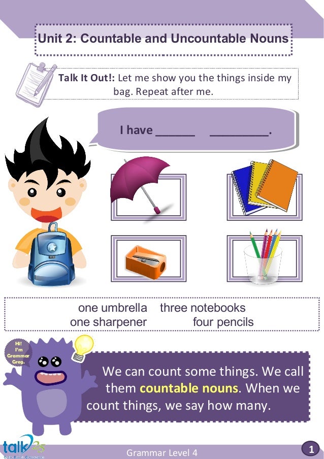 Grammar Level 4 Unit 1 Lesson 2 Countable And Uncountable Nouns