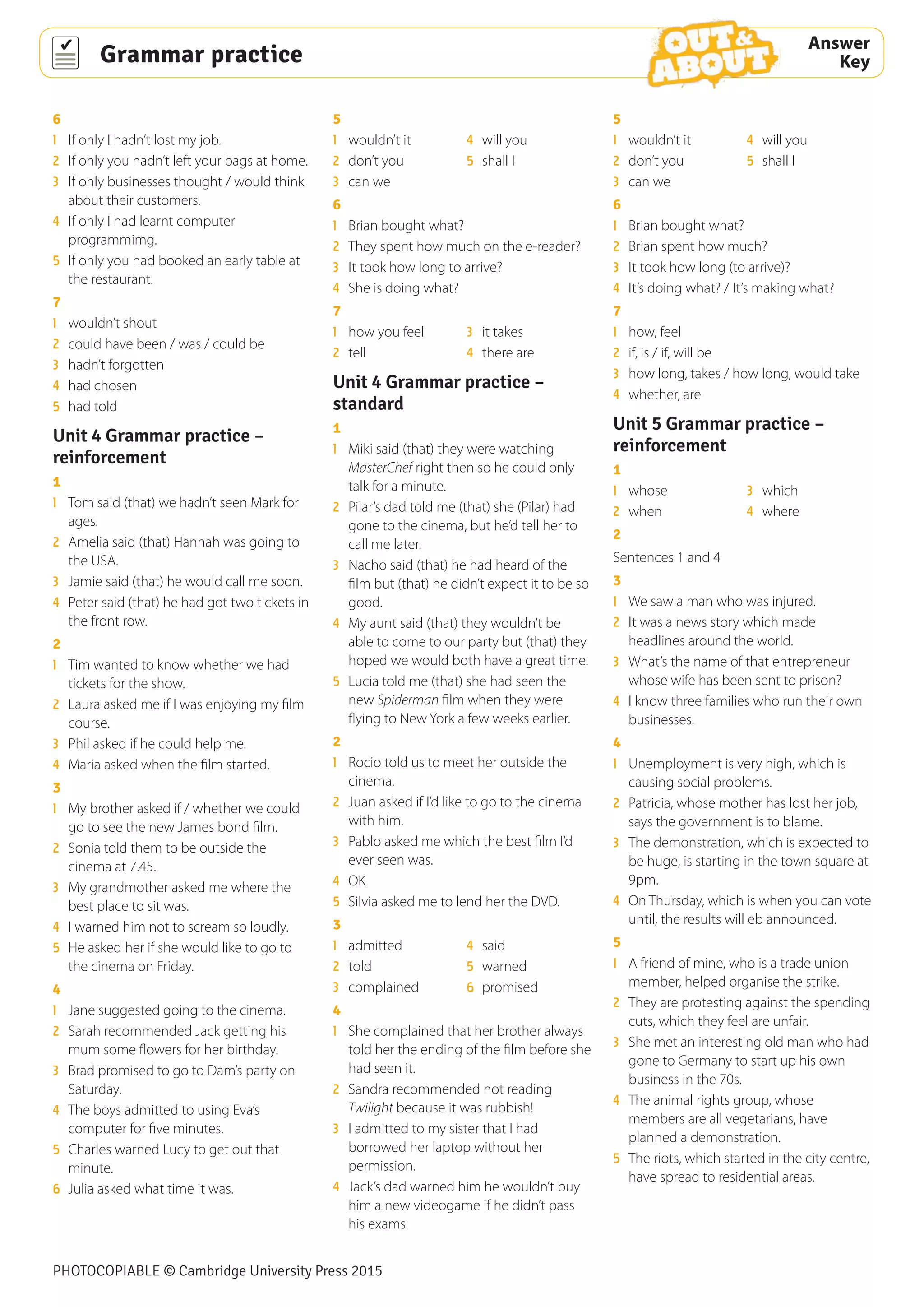 Grammar practice answer key | PDF