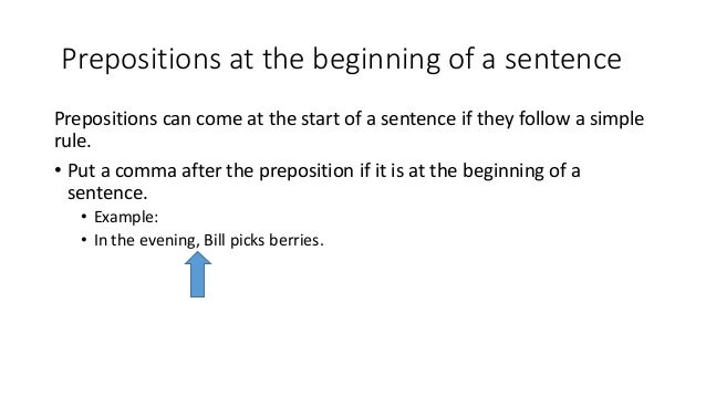 Prepositions At Beginning Of A Sentence Practice Version Starting A Sentence With A Preposition