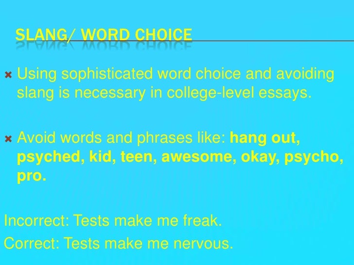 Conjoining words for essays