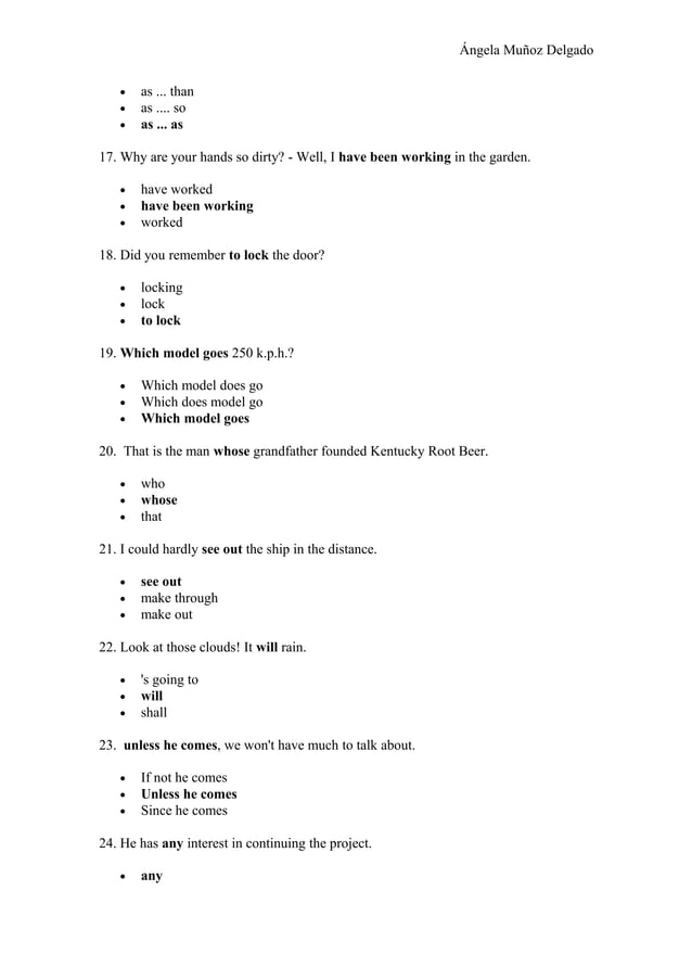 Grammar test multiple choice (1) corregido | PDF