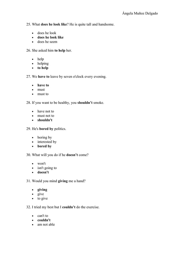 Grammar test multiple choice (1) corregido | PDF