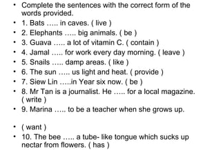 Grammar ( the present tense ) notes 9