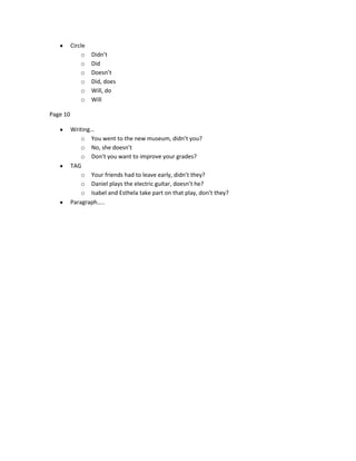 Grammar workbook 8th. 1st. period