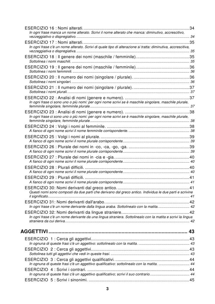 Grammatica Italiana Esercizi