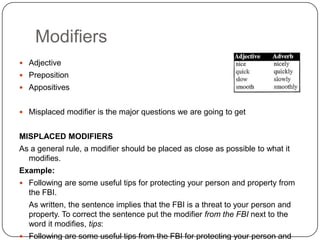 Sentence Modifier List Grammer: Presentation of the online free class GRE GMAT | PPTX
