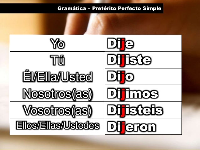 Preterito Perfecto Simple Del Verbo Traer