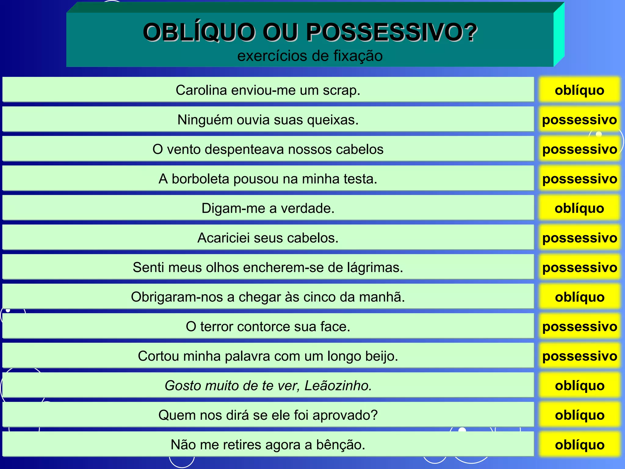 Pronomes possessivos | PPT | Download Gratuito