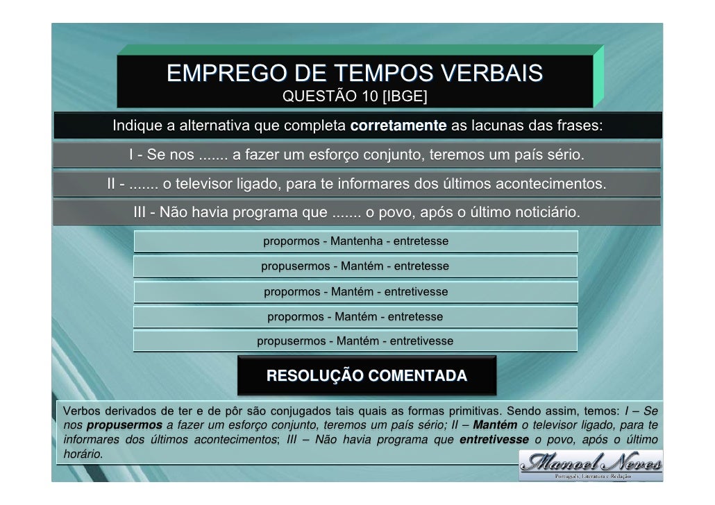 Conjugação de verbos: exercícios