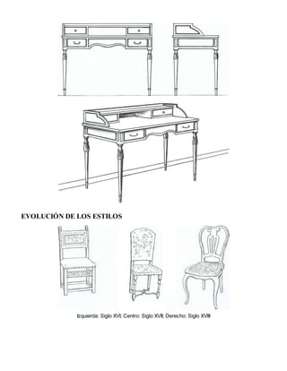 EVOLUCIÓN DE LOS ESTILOS
Izquierda: Siglo XVI; Centro: Siglo XVII; Derecho: Siglo XVIII
 