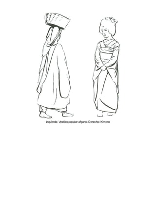 Izquierda: Vestido popular afgano; Derecho: Kimono
 
