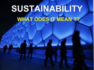 SUSTAINABILITY WHAT DOES IT MEAN ?? 