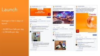 Launch
Average in first 3 days of
launch
- 26,800 foot falls per day
- 6,700 bills per day
 