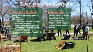 TK Course Content: TK Activities:
Broad Instruction on Trees &
Tree Care
New Content:
• Trees and Climate Change
• Invasiv...