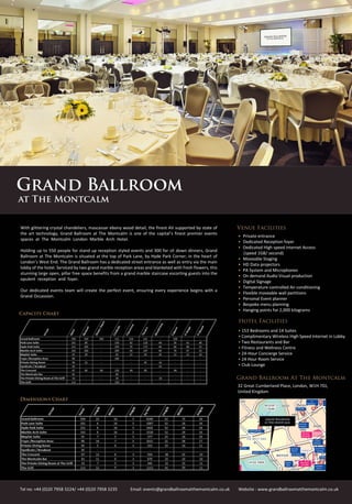 The Grand Ballroom at the Montcalm fact sheet
