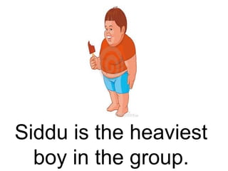 Siddu is the heaviest
boy in the group.
 