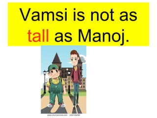Vamsi is not as
tall as Manoj.
 