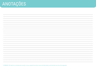 ANOTAÇÕES




O SEBRAE-SP reserva-se o direito de cancelar o curso, palestra ou oficina caso não haja número suficiente de inscritos e/ou pagantes.
 