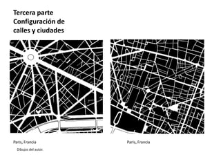 Dibujos del autor.
Paris, Francia Paris, Francia
Tercera parte
Configuración de
calles y ciudades
 