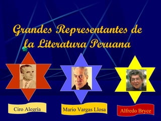Grandes Representantes de
la Literatura Peruana
Ciro Alegría Mario Vargas Llosa Alfredo Bryce
 