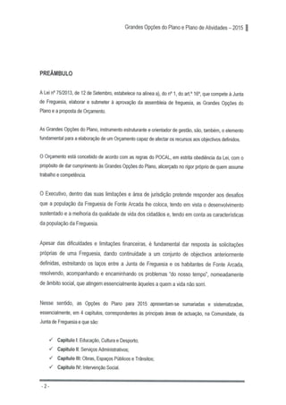 Grandes Opções do Plano e Plano de Actividades 2015