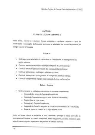 Grandes Opções do Plano e Plano de Actividades 2015