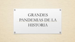 GRANDES
PANDEMIAS DE LA
HISTORIA
 