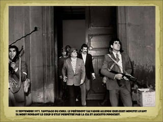 11 septembre 1973. Santiago du Chili. Le Président Salvador Allende quelques minutes avant
sa mort pendant le coup d'Etat perpétré par la CIA et Augusto Pinochet.
 