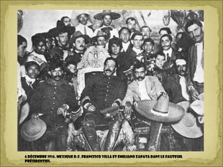 6 Décembre 1914. MEXIQUE D.F. Francisco Villa et Emiliano Zapata dans le fauteuil
présidentiel.
 
