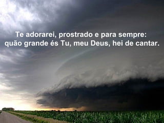 Te adorarei, prostrado e para sempre:  quão grande és Tu, meu Deus, hei de cantar. 