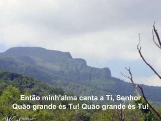 Então minh'alma canta a Ti, Senhor   Quão grande és Tu! Quão grande és Tu!   