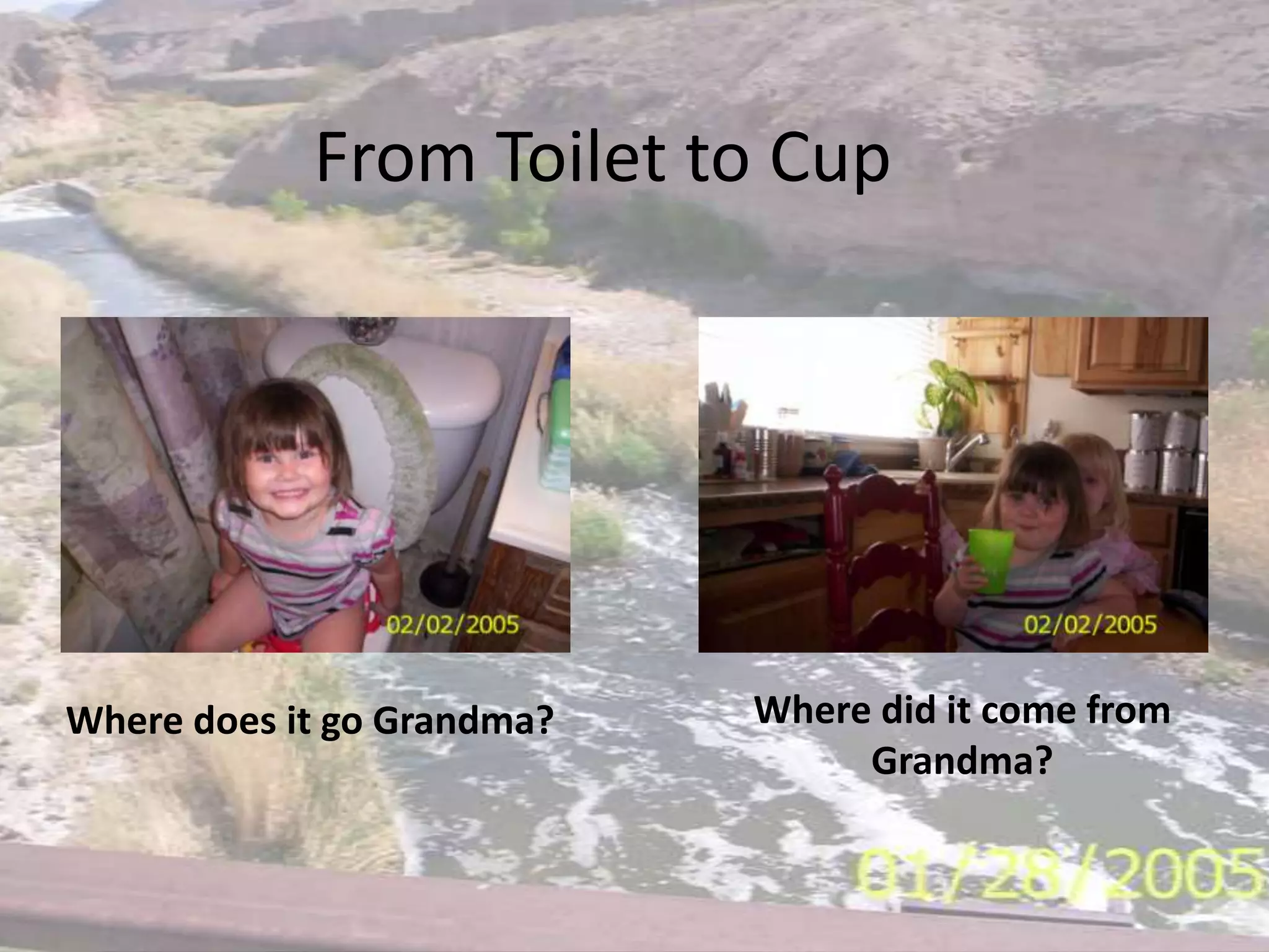 From Toilet to CupWhere did it come from Grandma?Where does it go Grandma?